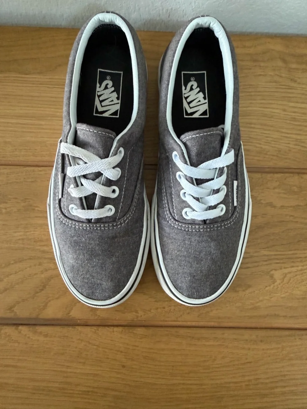 Vans Gray Canvas Low-Top Sneakers with White Trim